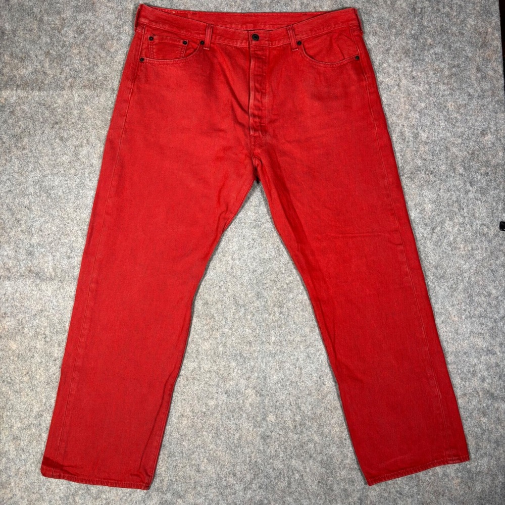 Levis 501 Original Fit Jeans Mens 42x32 (40x31) Red Straight Leg Button Fly